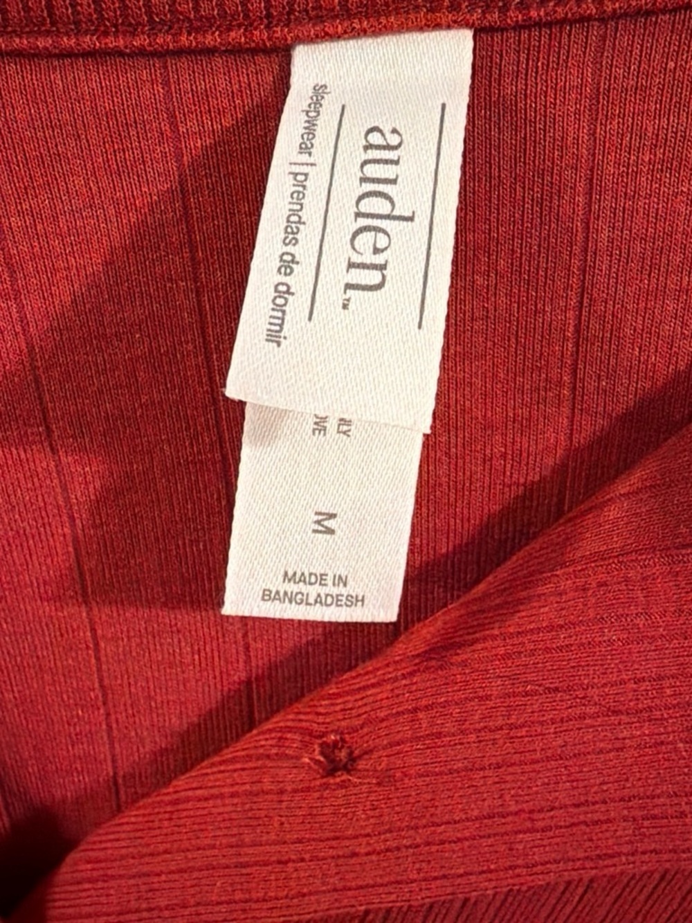Auden Women’s Ribbed Button-Front sleepwear top only - Burgundy - Picture 4 of 4